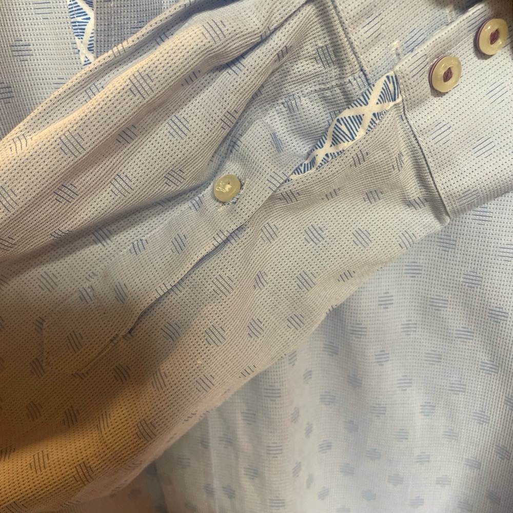 Ted Baker Endurance Light Blue Geometric Button Down Shirt size 16‎ - Picture 4 of 14